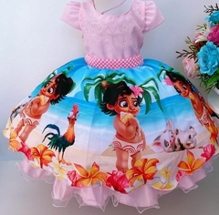 Vestido Infantil de Festa Temático Moana Baby Luxo