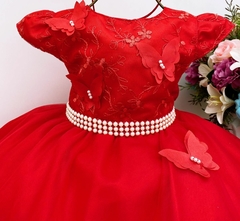 Vestido Infantil de Festa Vermelho com Borboletas - comprar online