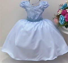 Vestido Infantil de Festa Azul Cinderela Frozen