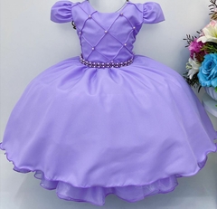 Vestido Infantil de Festa Lilás Roxo Luxo Princesa