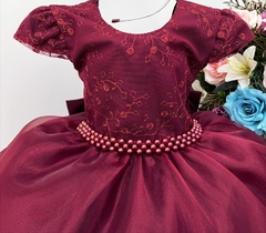 Vestido Infantil de Festa Bordô Marsala Luxo - comprar online