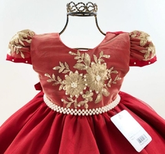 Vestido Infantil Vermelho com Dourado Luxo Natal - comprar online