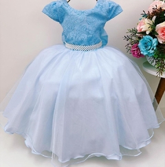 Vestido Infantil Azul Princesa Cinderela Frozen