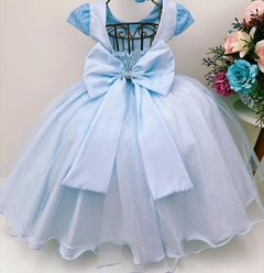 Vestido Infantil Azul Princesa Cinderela Frozen na internet