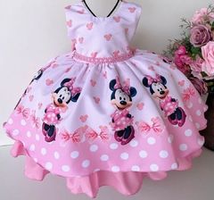 Vestido Infantil de Festa Temático Minnie Rosa