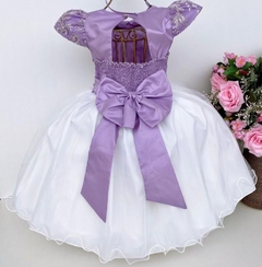 Vestido Infantil Lilás com Off White Jardim Encantado Flores na internet