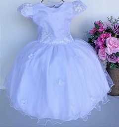 Vestido Infantil Branco Batizado Batismo Daminha