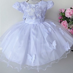 Vestido Infantil Branco Batizado Batismo Daminha