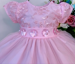 Vestido Infantil de Festa Rosa Bebê Batismo Batizado - comprar online