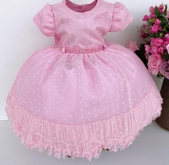 Vestido Infantil de Festa Rosa Luxo Princesa