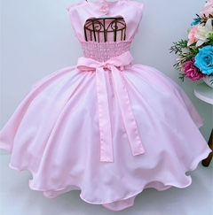 Vestido Infantil de Festa Rosa Luxo Princesa Batizado Daminha na internet