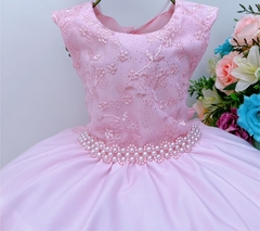 Vestido Infantil de Festa Rosa Luxo Princesa Batizado Daminha - comprar online