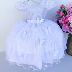 Vestido Infantil de Festa Branco Batizado Batismo Daminha de Honra Florista