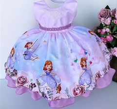 Vestido Infantil de Festa Temático Princesa Sofia Lilás