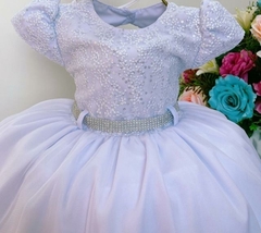 Vestido Infantil de Festa Branco Batizado Batismo Daminha de Honra Florista - comprar online