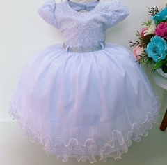 Vestido Infantil de Festa Branco Batizado Batismo Daminha de Honra Florista