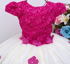 Vestido Infantil de Festa Rosa Pink com Off White - comprar online