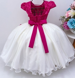 Vestido Infantil de Festa Rosa Pink com Off White na internet