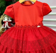 Vestido Infantil de Festa Vermelho Luxo Princesa Natal - comprar online