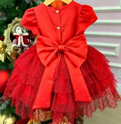 Vestido Infantil de Festa Vermelho Luxo Princesa Natal na internet