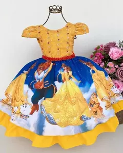 Vestido Infantil Temático Bela e a Fera Luxo