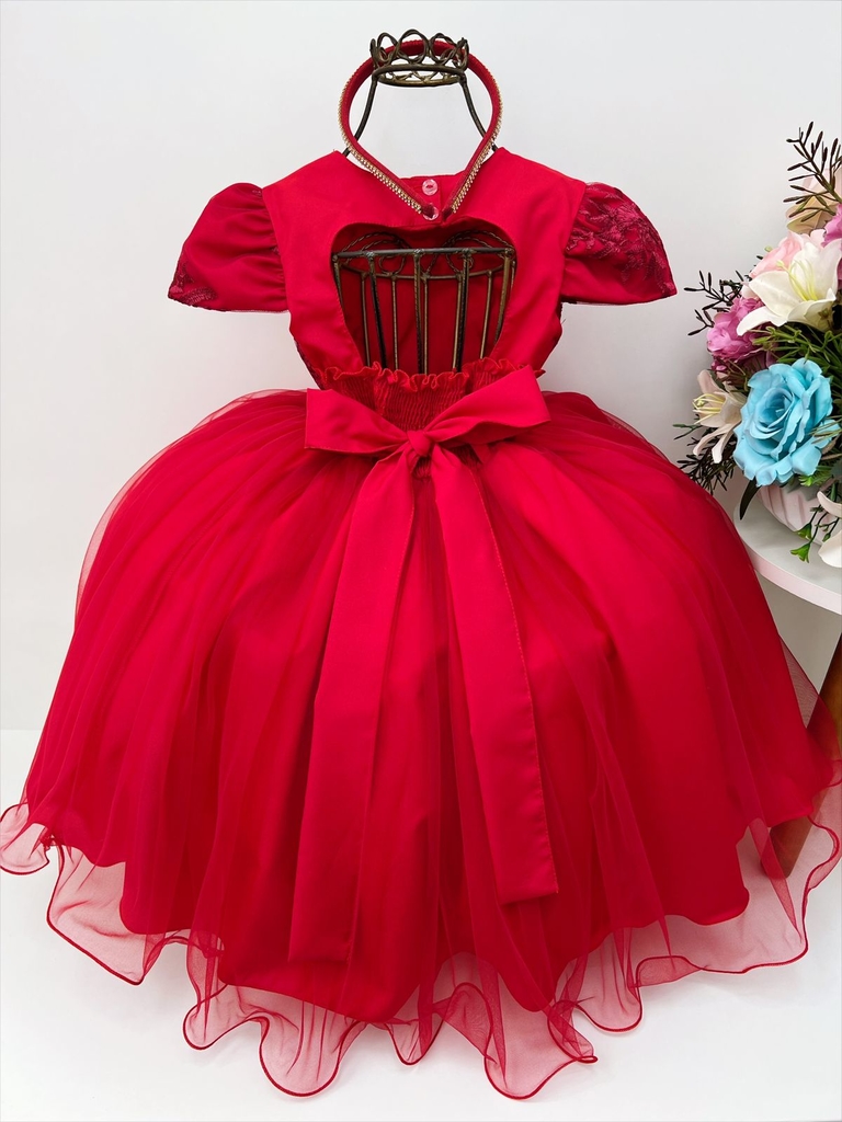 Vestido Infantil Vermelho Social Rodado Luxo Festa Princesa Pérolas Natal  Ct7504vermelho06anos | Roupa Infantil para Menina Nunca Usado 91830276 