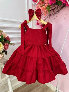 Vestido Infantil Casual Vermelho Natal