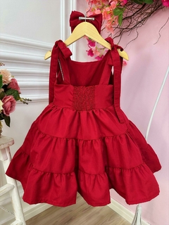 Vestido Infantil Casual Vermelho Natal na internet