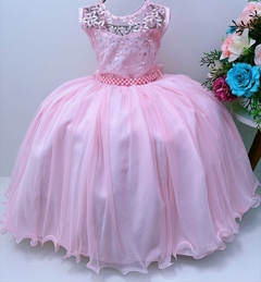 Vestido Infantil de Festa Rosa Luxo Princesa