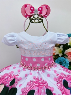 Vestido Infantil Temático Minnie Rosa Luxo - comprar online