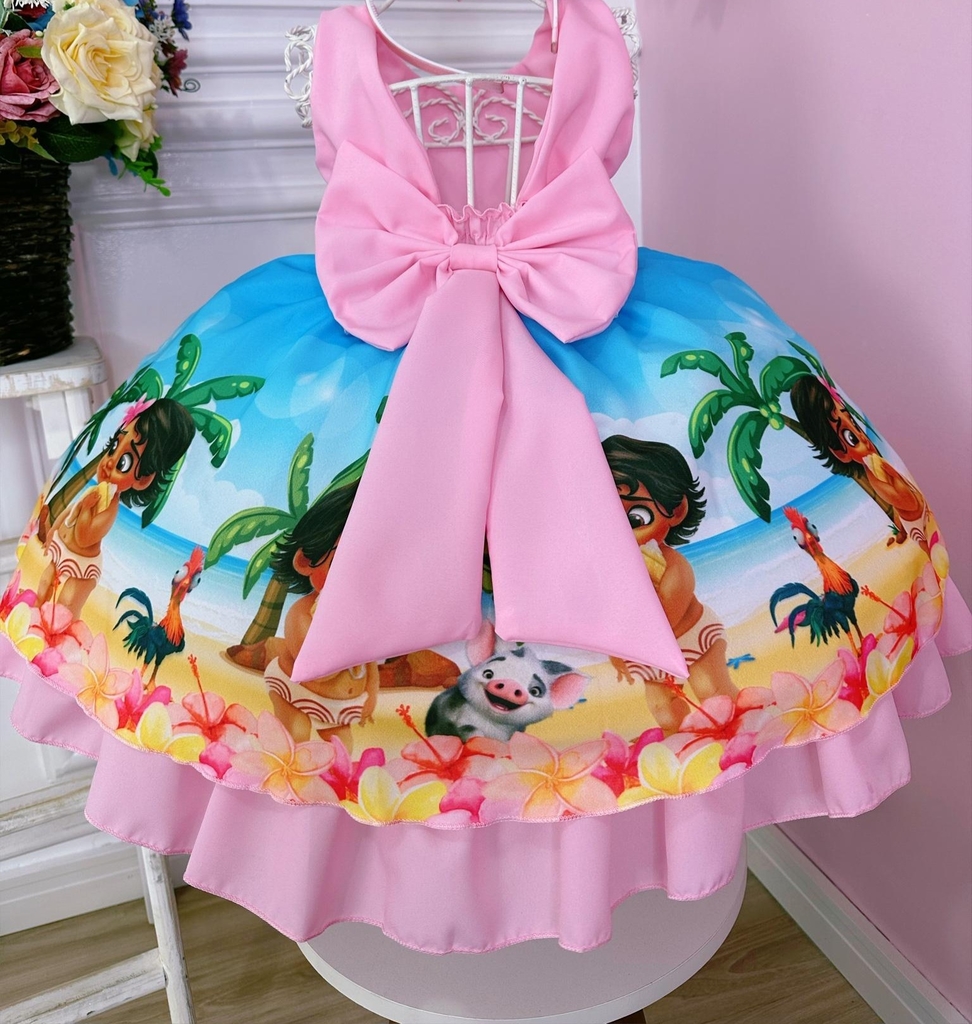 Vestido infantil festa da Princesa Moana baby