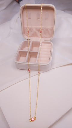 Colar Riviera com zircônia pink (dourado) - comprar online