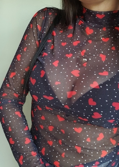 Blusa feminina de Tule Exclusiva" coração na internet