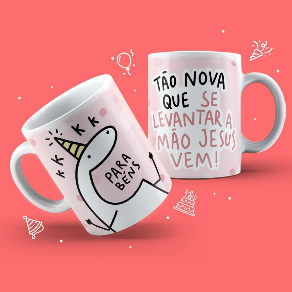 Caneca Aniversário flork meme- xícara de porcelana - Repi Bardei