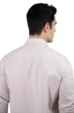 CAMIZA SLIM FIT ALGODAO EGIPCIO QUADRICULADA VINHO FIO 80 - comprar online