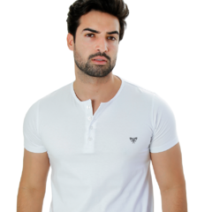 CAMISETA HENLEY BRANCA