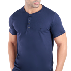 CAMISETA HENLEY AZUL