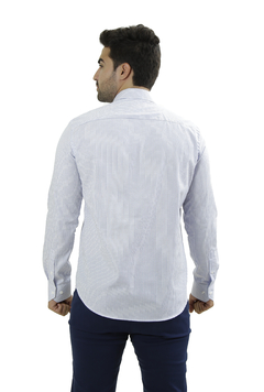 CAMIZA SLIM FIT AZUL BRANCA - comprar online