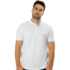 CAMISA POLO PIQUET PIMA COM ELASTANO LISA BRANCA