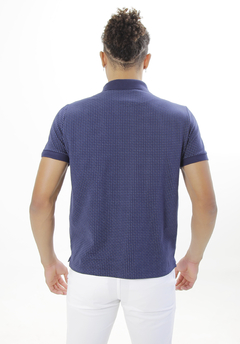 CAMISA POLO AZUL PONTILHADA - comprar online