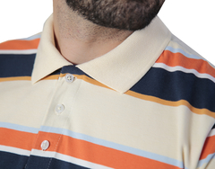 CAMISA POLO PIQUET LARANJA LISTRADA - comprar online