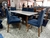 Mesa Sarov madeira maciça 6 cadeiras azul 1,60x90 tampo off