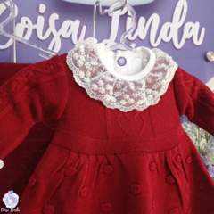 Saída de Maternidade Vestido Lana 4 peças - Vermelho escuro - comprar online