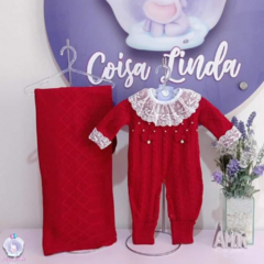 Saída de Maternidade Bella 3 peças - Vermelho