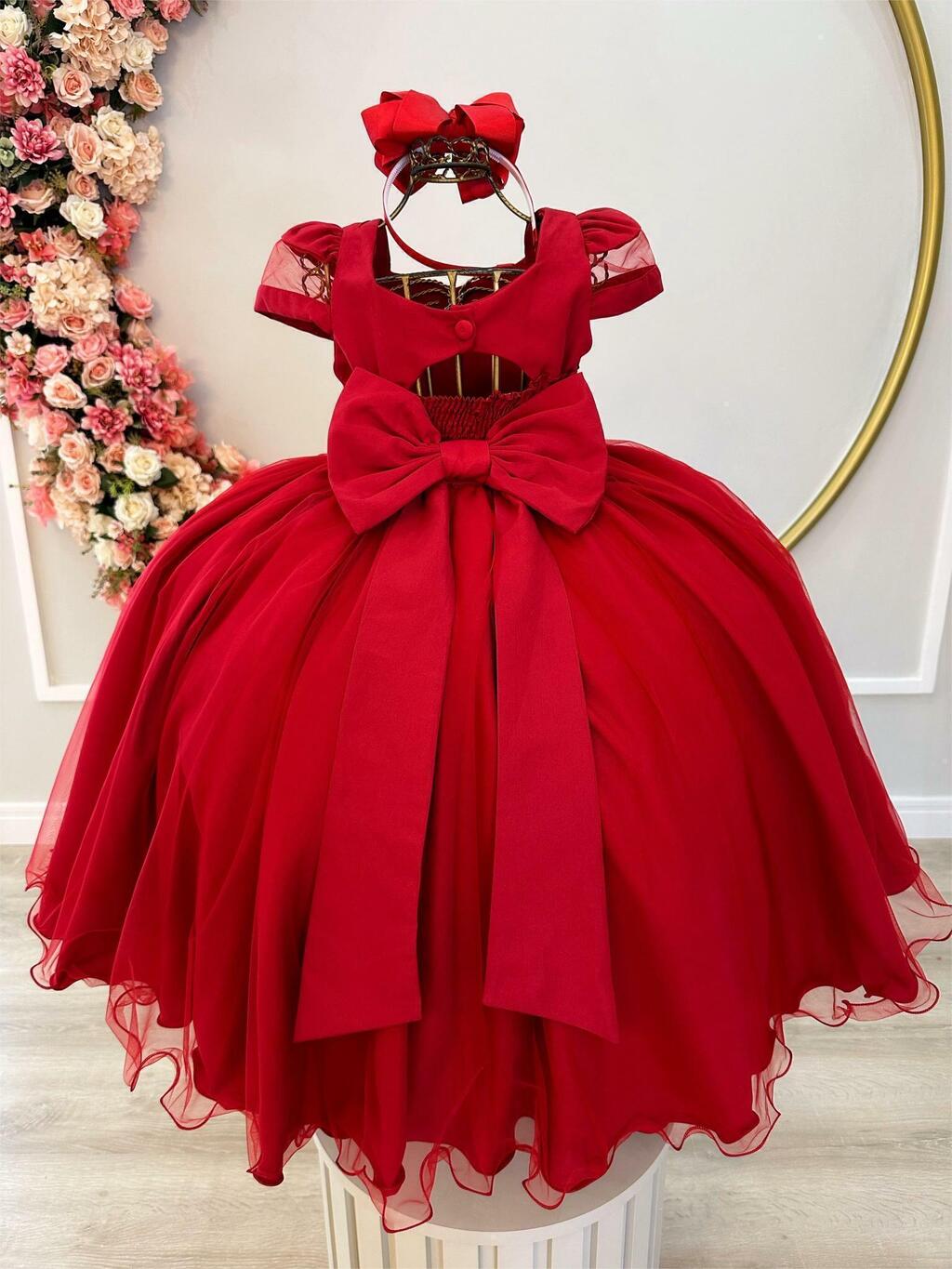 Vestido vermelho 2024 longo infantil