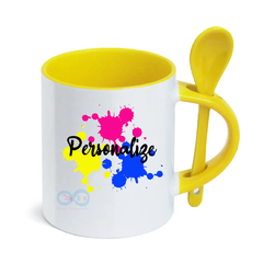 Caneca Cerâmica com Colher - Personalizada - comprar online