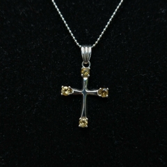 Colgante de Cruz de Plata con Citrinos - tienda online