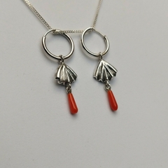 Aros con Coral Rojo