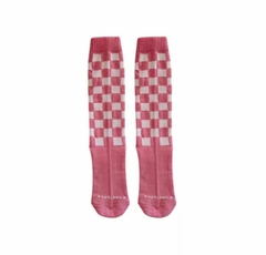 Meia 3/4 Quadriculada Rosa - Cantarola - comprar online