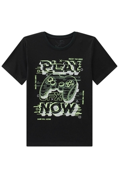 Camiseta Play Now Jhonny Fox manga curta - Dois Amores Mundo Infantil